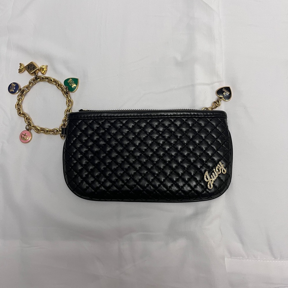 Juicy Couture Black Leather Charm Wristlet